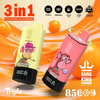Advertentie voor Bang King Vapen met twee kleurrijke vape-apparaten met cartoon-aapillustraties, promotie van 3 instelbare smaken, grote capaciteit van 85.000 puffs, Type-C-opladen en een 600 mAh-batterij.