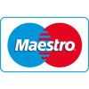 Maestro-logo met overlappende blauwe en rode cirkels en witte tekst in het midden