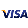 Visa-logo met opvallende marineblauwe letters en een geeloranje accent op de letter V.