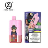 Pink Triple Flavor Vape Device With A Cartoon Monkey Wearing Sunglasses And A Hat, Next To Its Packaging That Displays The Same Design, Flavor Options, And A Nicotine Warning Label.