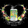 Vape-enhet med en tecknad apa-design märkt "Uwin Crystal Twins 40K", omgiven av stänk av vatten, kiwi, passionsfrukt, guava och äpplen, med smaknamnen "Kiwi Passion Fruit Guava" och "Two Apple" nedanför.