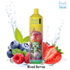 Buntes Einweg -Vape -Gerät mit der Bezeichnung „Uwin Tornado“ mit einem Cartoon -Alien -Charakter, umgeben von Wasserspritzern und verschiedenen Beeren wie Blaubeeren, Himbeeren, Erdbeeren und Brombeeren.