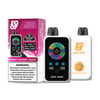 Dispositivo vape usa e getta Zooy Zero 45000 al gusto Mango Passione Guava con display colorato e avvisi sul prodotto ben visibili sulla confezione.