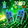 Two Bang King Disposable Vape Devices With Gorilla Logos Displayed Against A Bright, Green, Abstract Background, Highlighting Features Such As 30000 Puffs, 550Mah Battery, 36Ml Capacity, Mesh Coil, And Red Bull Blueberry Watermelon Flavor.