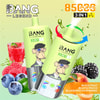 Bang Legend 3-In-1 Vape Devices With A Cartoon Monkey Design, Surrounded By Images Of Raspberries, Blueberries, Blackberries, Peaches, And A Mojito Drink, Highlighting Flavors And 8500 Puffs Feature.