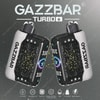 Two Gazzbar Turbo Vape Devices With Constellation-Themed Designs, Set Against A Starry Background With Product Features Displayed Below.