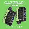 Two Gazzbar Turbo Vape Devices With Green Backgrounds, Featuring Star Constellation Graphics And Blue Star Emblems On Their Black Panels.