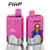 Twee roze FIHP -vape -apparaten met metalen bodems, met smaakopties en tellen van bladen;