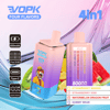 Vopk Four Flavors 4-In-1 Disposable Vape With Digital Display, Featuring 650Mah Battery And Type-C Port, Shown With Images Of Fruits And Gummy Candy Representing The Flavors: Strawberry Mango, Strawberry Kiwi, Watermelon Dragon Fruit, And Gummy Bear.