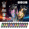 Bang Legend 使い捨て VAPE デバイスのプロモーション画像。カラフルなデザインとフレーバー オプション用のアイコンを備えた 2 台の大型 VAPE デバイスを特徴とし、850Mah Type-C 充電、6 種類の調整可能なフレーバー、150,000 パフなどの仕様が特徴です。さまざまな明るい色の VAPE デバイスのラインナップと底部に沿って描かれた猿のグラフィックが含まれています。.
