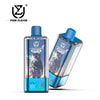 Due dispositivi vape Crystal 4 In 1 usa e getta con quattro gusti e tappi blu, con illustrazione astronauta e etichetta gusti Pesca, Mango e Ananas.