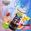 Promotional Image For Bang Leader Stoll Vape, Featuring A Cartoon Rabbit In Sunglasses On The Device, Surrounded By Fruit And Drinks, Highlighting 4 Flavors And 10000 Puffs.