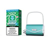 Vaprivée Disposable Vape Device In A Teal, Purse-Shaped Design With A Chain Handle, Shown Next To Its Packaging Labeled &Quot;Cola Gummy Bears&Quot; And A Nicotine Warning Label.