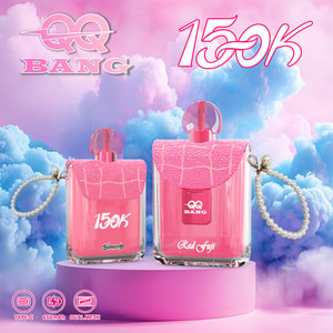 QQ Bang Perfume 150K disposable vape in sleek perfume-inspired design with 150,000 puffs, front view showing single flavor chamber and Type-C port