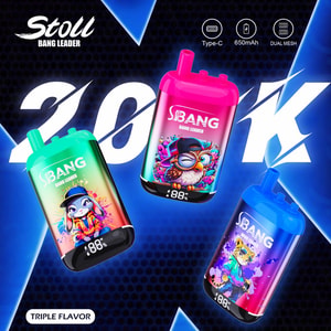 Side view of Bang Leader Stoll 200K puff disposable showing Type-C charging port and ergonomic grip.