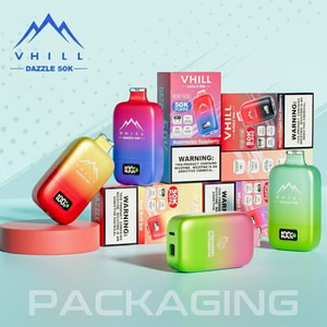 VHILL Dazzle 50000 disposable vape with smart LCD screen and adjustable airflow, front view in vibrant color