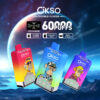 Advertising Image For Okso Double Flavor 60000 Vape Devices Featuring Three Colorful Vape Designs With Cartoon Ape Illustrations, Displayed Against A Sci-Fi Planet And Mountain Landscape Background, Highlighting Key Features Like 60,000 Puffs, Led Screen, Dual 25Ml Oil Tanks, 650Mah Battery, And 50Ml E-Liquid.