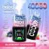 Promotionele afbeelding voor BANG Tornado Disposable Vape in Blueberry Raspberry-smaak, met twee kleurrijke vapen met digitale displays, rookeffecten en teksthoogtepunten zoals 40.000 kiezels, 40 ml volume, 850 mAh batterij, Type-C-opladen en afbeeldingen van bosbessen en frambozen.