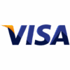 Visa-logo met opvallende marineblauwe letters en een geeloranje accent op de letter V.