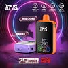 Dos dispositivos electrónicos de vapeo coloridos etiquetados como &Quot;Atus&Quot; con pantallas LED, que resaltan características como batería de 1000 mAh, capacidad de 28 ml de e-líquido, puerto de carga tipo C, bobina de malla doble y sabores rosa lichi y melocotón helado, sobre un fondo iluminado con neón con texto que indica 25.000 bocanadas.
