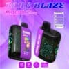 Image promotionnelle pour l'appareil Bang Blaze 50000 Starry Vape comprenant deux vapes noires et violettes avec des motifs de constellation à LED, un graphique de singe de dessin animé et des fonctionnalités répertoriées telles qu'une batterie de 550 mAh, un double maillage, une charge rapide et trois options de mode.