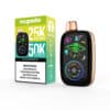 Mr. Goodie Vape-apparaat en verpakking met een kleurrijk ontwerp met ruimtethema met UFO, planeten en pictogrammen die het gebruik van dubbele modus aangeven;