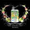 Vape-apparaat met een cartoon-aapontwerp met het label 'Uwin Crystal Twins 40K', omringd door spetters water, kiwi, passievrucht, guave en appels, met daaronder de smaaknamen 'Kiwi Passion Fruit Guava' en 'Two Apple'.