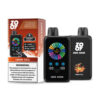Zooy Zero 45000 Wegwerp vape -apparaat en verpakking met de Lemon Cola -smaak, met een kleurrijk digitaal display en prominente gezondheidswaarschuwing.
