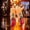 Twee BANG DE WASSABLE VAPE-apparaten met cartoonape-ontwerpen en levendige kleuren, geplaatst op een reflecterend oppervlak met productinformatie, waaronder 80.000 trekjes, 3-in-1-functie, 20 ml e-vloeistofcapaciteit en 650 mAh batterij gemarkeerd in een lounge-achtige instelling.