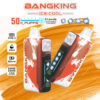 Bangking Ice Cool Vape-apparaat met rood en wit design, digitaal display, met 50.000 trekjes, verstelbare koelte, 25 ml capaciteit, 850 mAh batterij en Type-C opladen.