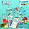 Bang Legend 3-in-1 vape-apparaat met geïllustreerd apenlogo, omgeven door afbeeldingen van ananas, aardbei, bosbessen en een gestileerde rode stier, markerend smaken: ananasijs, aardbei-rode stier en gemengde bessen.