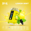Promotional Image For Afus Lemon Mint Vape, Featuring A Bright Yellow Vaping Device, Fresh Lemons, Mint Leaves, And Product Features Such As 12 Flavors, 50Ml E-Liquid Capacity, Rgb Light, 2200Mah Battery, Dtl Vaping, 5% Nic Salt, Led Indicators, Mesh Coil, And A Rotating Valve.