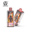 Two Four Flavor Brand Vape Devices With Pink Tops, Featuring An Astronaut Graphic On A Fiery Background And Labeled 'Crystal 4 In 1 Peach Ice.'