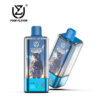 Two Four Flavor Crystal 4-In-1 Disposable Vape Devices With Blue Tops, Featuring An Astronaut Illustration And Labeled With Peach, Mango, And Pineapple Flavors.