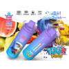 Colorful Promotional Image For Bang King Vapen Triple Disposable Vape, Featuring Two Purple Devices With An Illustrated Eagle And Labeled Flavors. Text Highlights 3-In-1 Switch, 650Mah Battery, 18Ml X3, 1.0Ω Mesh Coil, And 100K Puffs. Background Shows Assorted Fruits And A Stylized Eagle Head.