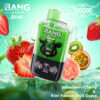 Bang Leader Stoll 2-In-1 Vape Device With A Green And Black Design Featuring A Cartoon Gorilla Logo, Surrounded By Strawberries, Kiwi, Passion Fruit, And Guava, With The Text Indicating Flavors 'Strawberry Cherry &Amp; Kiwi Passion Fruit Guava' And '120000' Puffs.