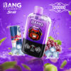 A Vibrant Advertisement Featuring A Large Purple Vape Device With A Cartoon Gorilla Wearing Headphones On The Label, Surrounded By A Red Bull Can, Grapes, Ice Cubes, And Green Leaves On A Purple Background, With The Text 'Bang Leader Stolt 2 In 1' And '120000' Displayed Prominently.