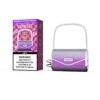 Vaprivée Vape Device With A Shiny, Purse-Like Design, Silver Chain Handle, And Purple Gradient Color Next To Its Stylish Purple Packaging Labeled &Quot;Blow Pop&Quot; And A Nicotine Warning.