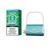 Vaprivée Disposable Vape Device In A Teal, Purse-Shaped Design With A Chain Handle, Shown Next To Its Packaging Labeled &Quot;Cola Gummy Bears&Quot; And A Nicotine Warning Label.