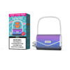 Vaprivée Vape Device In Gradient Purple And Blue With A Chain Handle, Shown Next To Its Packaging Labeled 'Grape Ice' And A Nicotine Warning.