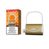 Vaprivée Gold-Colored Vape Device With A Chain Handle, Shown Next To Its Packaging Which Includes Product Details, A Diamond Illustration, And A Nicotine Warning Label.