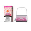 Vaprivée Vape Device Designed Like A Pink Purse With A Silver Chain Handle, Shown Next To Its Packaging Labeled 'Strawberry Raspberry Lemon' And A Nicotine Warning.